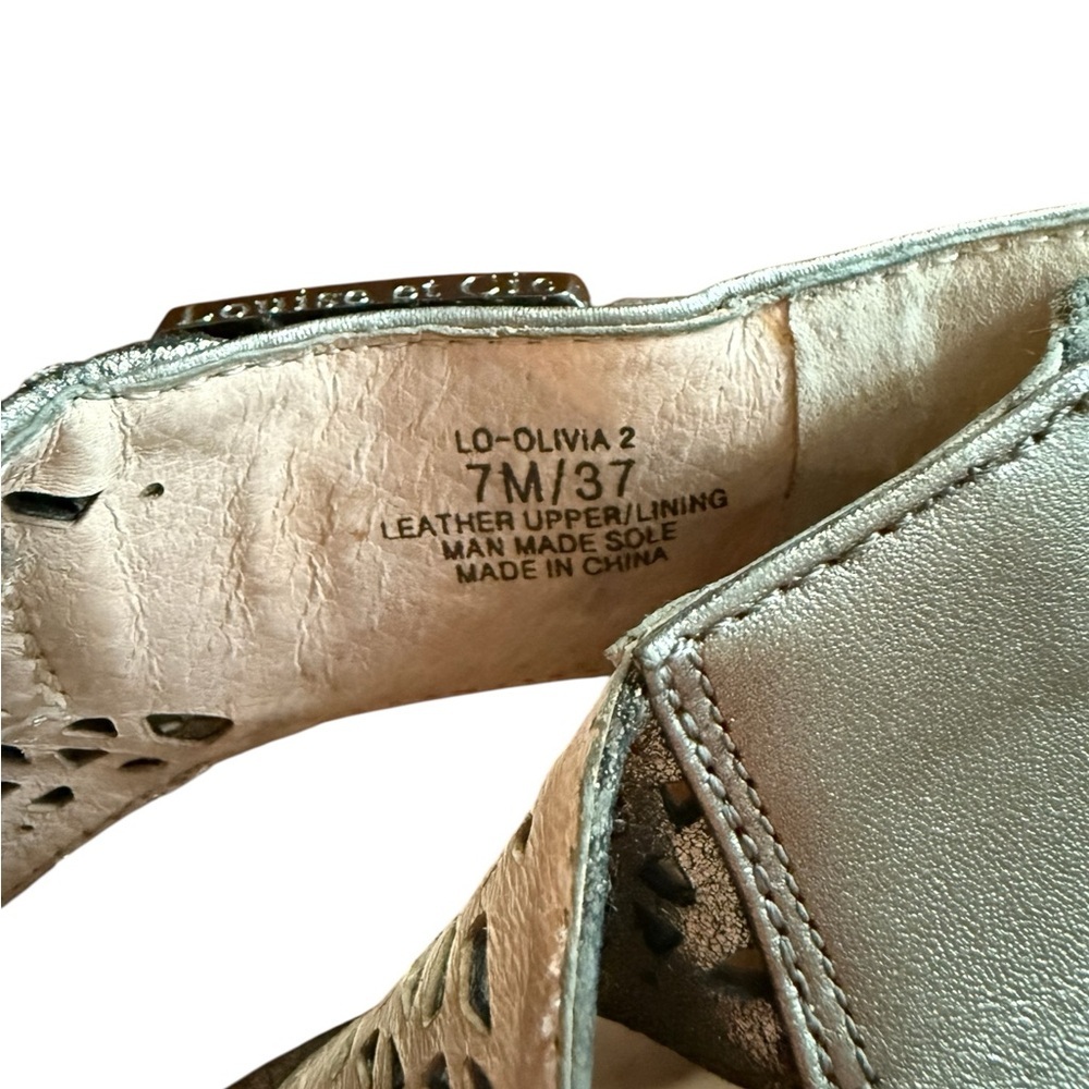 Louise et Cie Lo-Olivia 2 Leather Perforated Design Heel In Gunmetal Size 7 - Picture 8 of 8